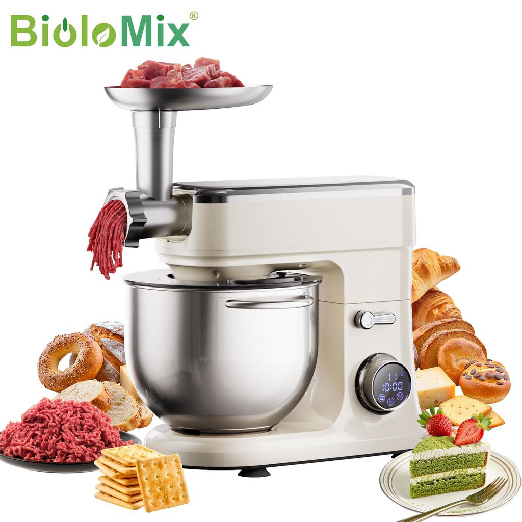 Biolomix BM606E Stand Mixer,1200W 7L Large Bowl OLED Touch Display Electric Kitchen Mixer
