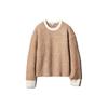 JW Anderson Collaboration FW23 Melange Souffle Yarn Mixed Color Round Neck Pullover Sweater Women Sweater Khaki 462719-31