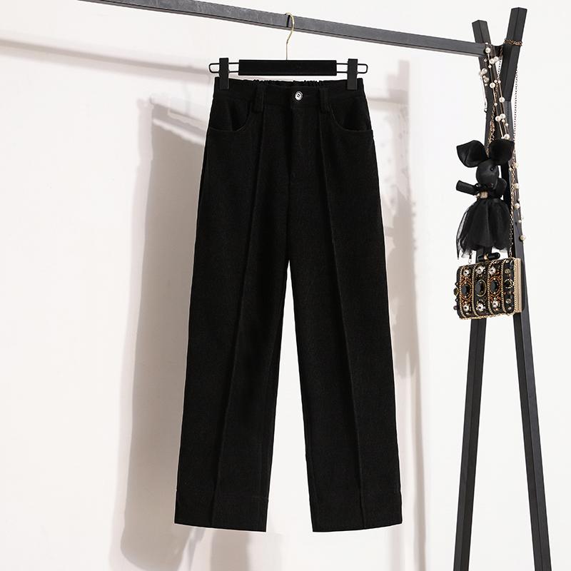 Dimanaf 2025 Autumn Plus Size Corduroy Trousers New Women Clothing Fashion Loose Pleated Vintage Pants