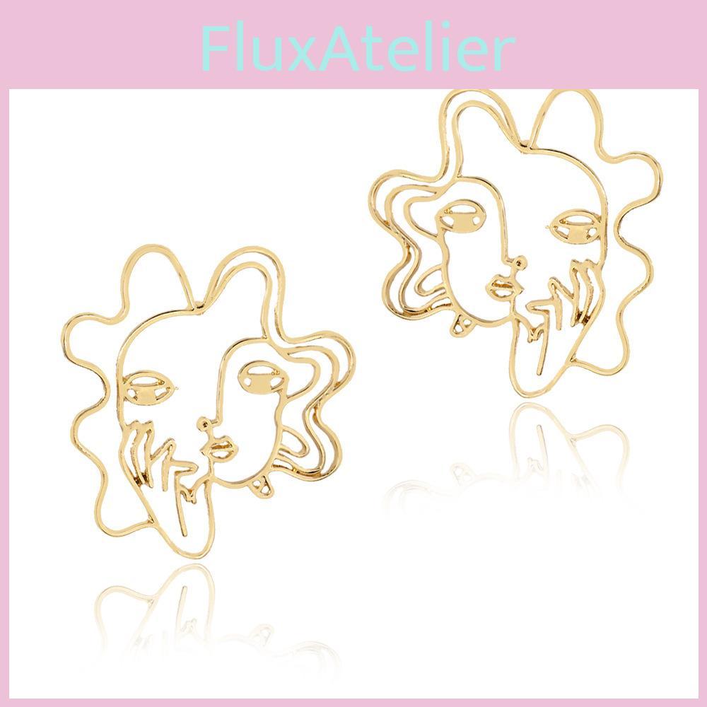 Contemporary Alloy Face Earrings Fashionable Minimalist Design For Women