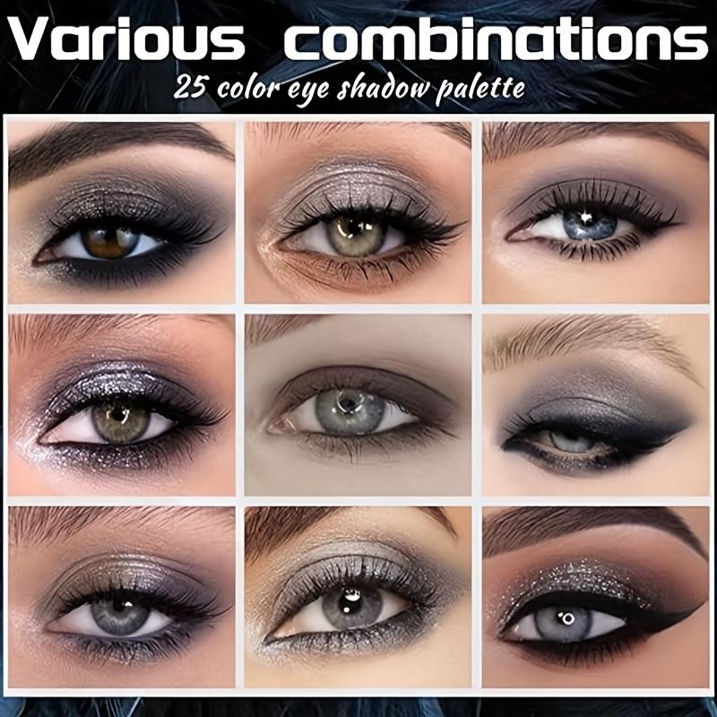 25-kleuren Zwart Matte & Shimmer Oogschaduw Palette Hooggepigmenteerd, Langhoudend, Waterdicht, Smoky & Glitterende Gothic Make-up voor Verleidelijke Ogen