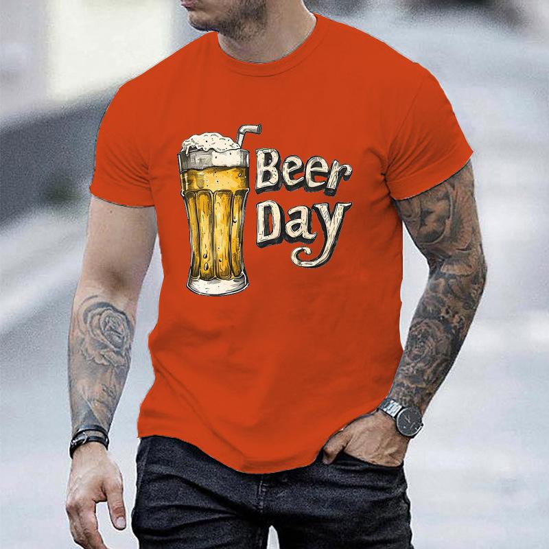 Unisex Crew Neck Beer Day Beer Mug Art Graphic Short Sleeve Cotton Tee Casual Summer Streetwear Loose Basic Daily Outdoor Wear Top