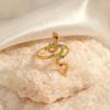 European and American Fashion Colored Diamond Inlaid Snake Ring National Popular Real Gold Electroplating Animal Snake Stainless Steel Ring Women