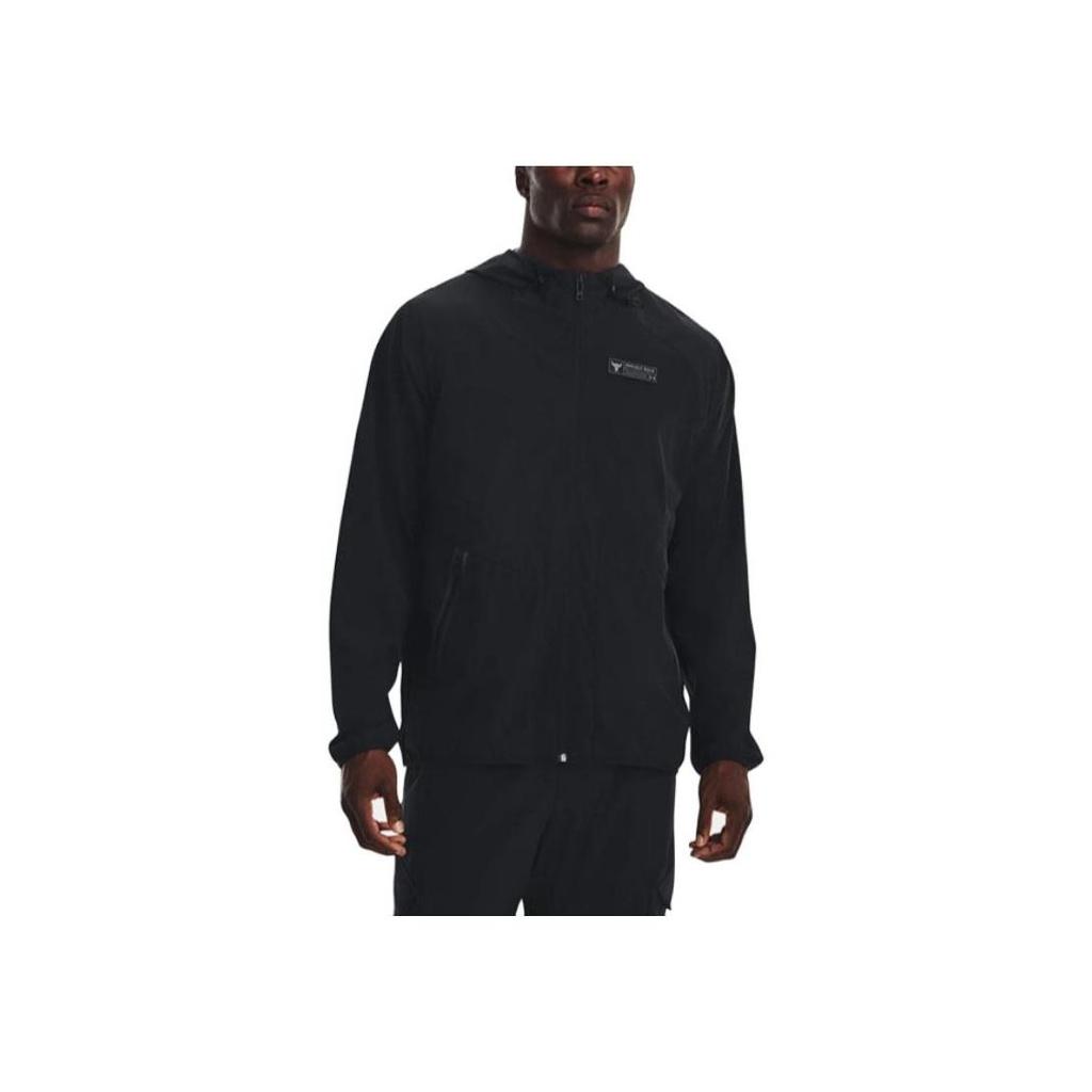 Under Armour Solid Color Zip-Up Hooded Casual Quick-Dry Waterproof Breathable Woven Jacket Men Black 1377425-001