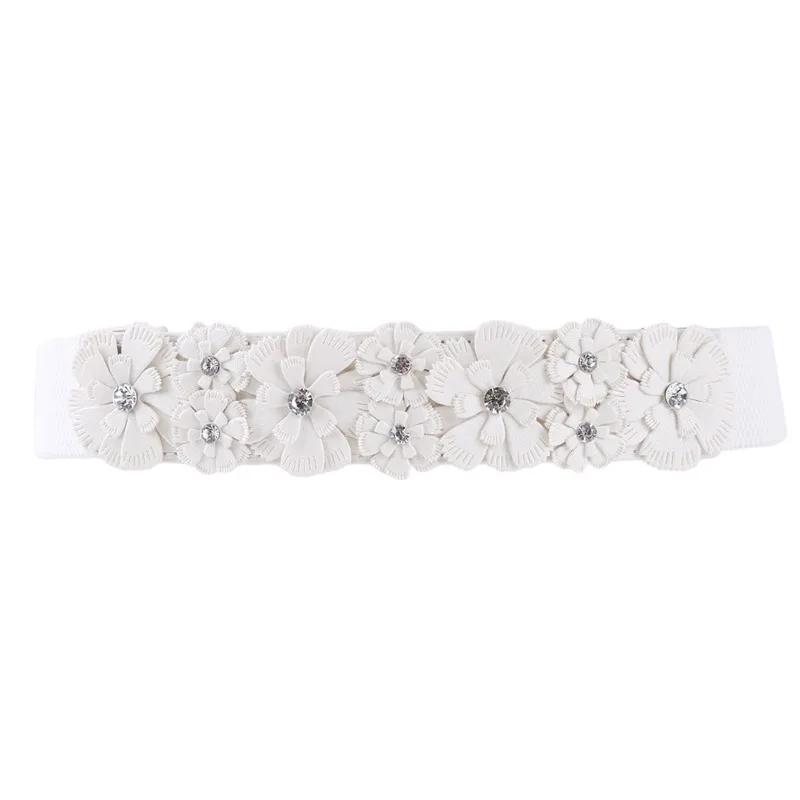 Women Girl Wide Stretch Elastic Waist Belt Solid Color Flower Waistband Belts for Women Clothes Accessories Lady Dress Belt