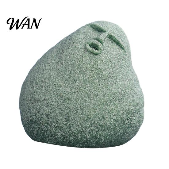 Blue Sandstone Statue Cute Stone Primitive Man Figurine Funny Stoneman Carving Face Home Atmosphere Enhancer Decoration for Garden Decor Fish
