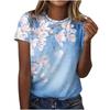 2025 New Summer Temperament Women's Sunrise Printed Women's T-shirt Round Neck Short Sleeve Street Casual Daily Basic Tops