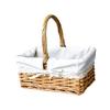 Wicker Picnic Basket with Handle and Washable Liner for Camping Vegetable Picking Mother's Day Thanksgiving Outings