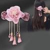 Chinese Styles Hair Pin Handmade Flower Hair Clip Long Tassels Women Hairpin for Ponytails and Various Hairstyles