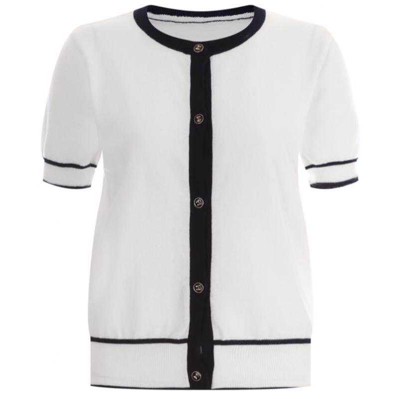 Shop Women Round Button Open Short Sleeve Knit Cardigan Bom Wcd 11966