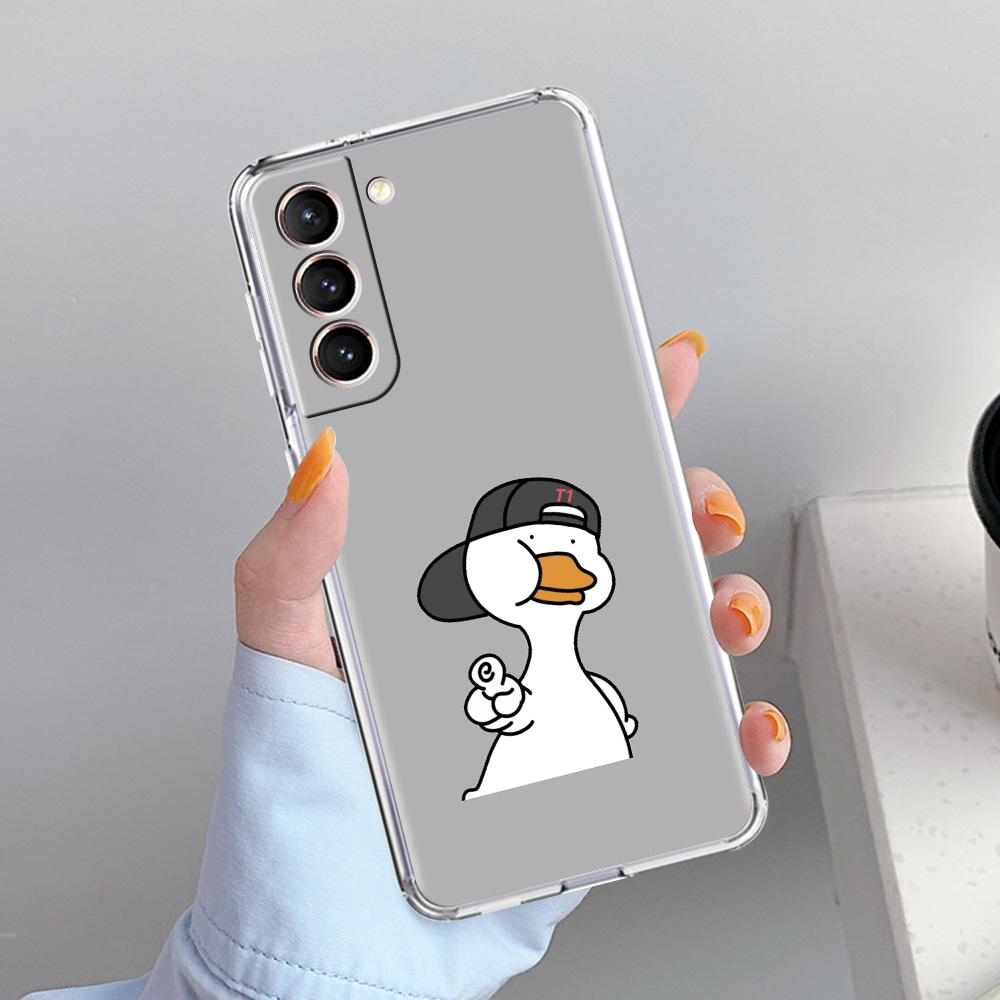 Phone Case For Samsung Galaxy S26 S25 S24 S23 S22 Ultra S20 S21 FE 5G Plus Soft Clear Cover Funny Cute Duck Fashion Couple