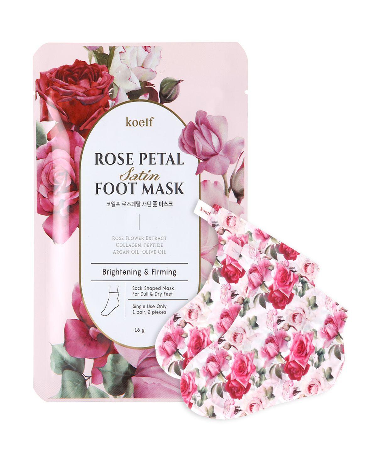 Rose Petal Satin Foot Mask 5 Packs (5 Uses)