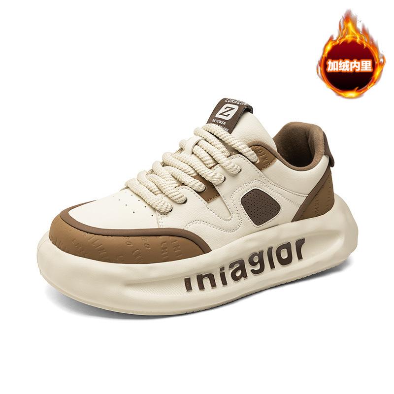 

Осенне-зимние туфли на низкой платформе с кожаной поверхностью, студенческие спортивные туфли, флисовые, утолщенные, со шнуровкой, термообувь на каждый день 44