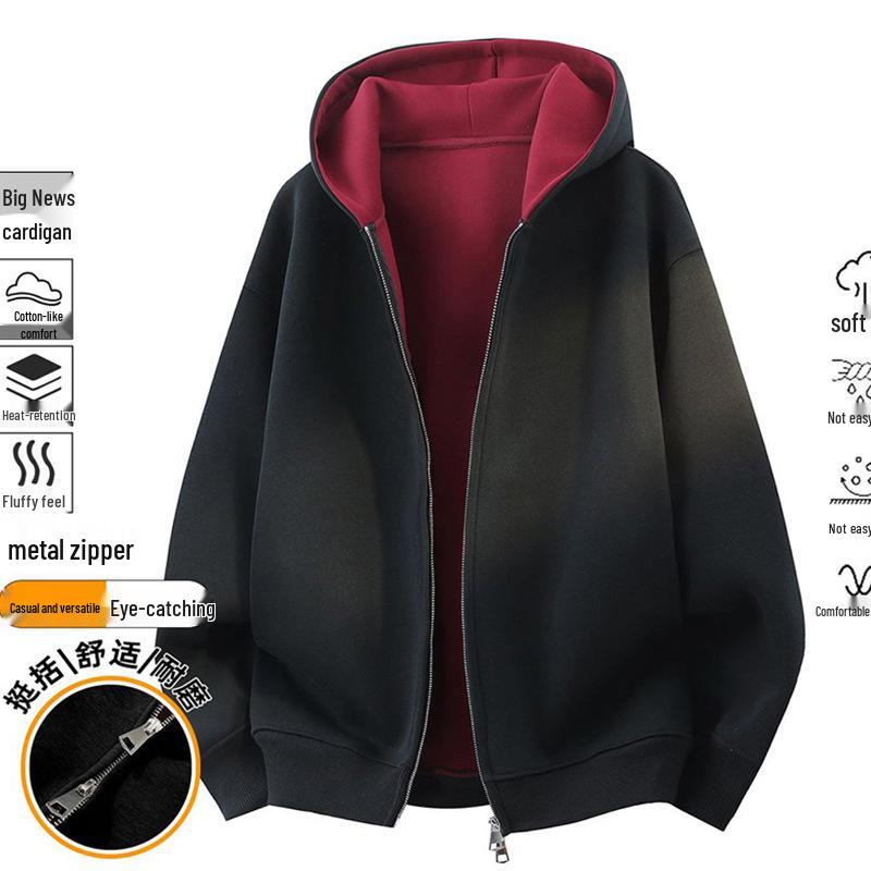 

Heavyweight Color Block Double-Zip Hooded Sweatshirt for Couples - Autumn/Winter Edition 3XL (180-200)