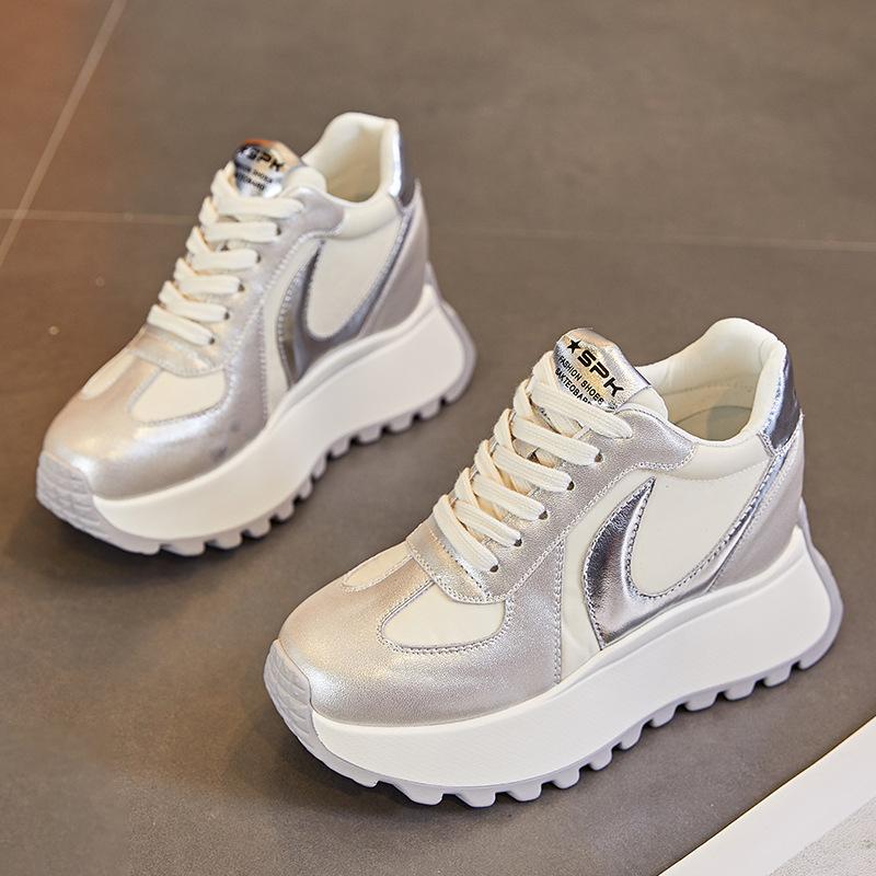 

Dad Shoes, New Height-increasing Shoes for Women, Versatile Thick-soled Casual Shoes 39 серебряный