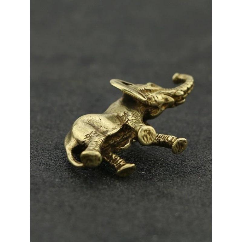Antique Mini Elephant Figurines For Home Decoration Office Tea Pet Desktop Animal Ornaments Bronze Carving Handles