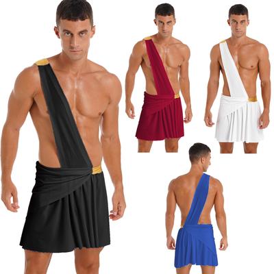 Men's Halloween Role Play Costumes One Shoulder Ancient Greek God Lingerie Knight Warrior Costume Cosplay