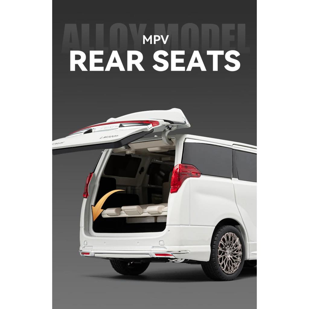 Electric Door 1/18 Lexus LM300 MPV Alloy Luxy Car Model Diecast Metal Vehicles Car Model High Simulation Sound and Light Kids Toy Gift
