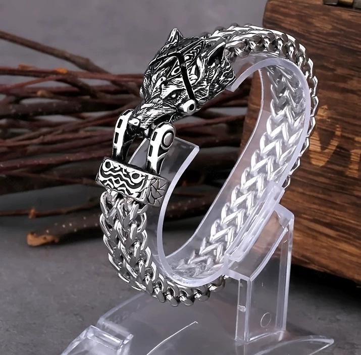 Herren Retro Punk Edelstahl Schlangen- und Tierkopf Armband - Anlaufbeständig