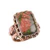 Natural Unakite Gemstone 925 Solid Sterling Silver Two Tone Ring Size 6.5 G3i68