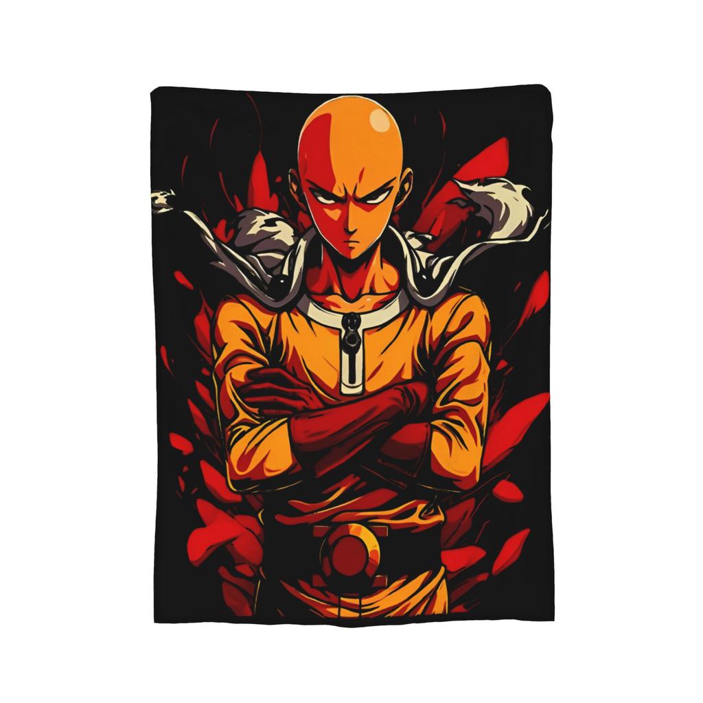 Anime One Punch Man Fleece Throw Blanket Saitama Cartoon Blankets for Home Office Lightweight Bedding Throws,