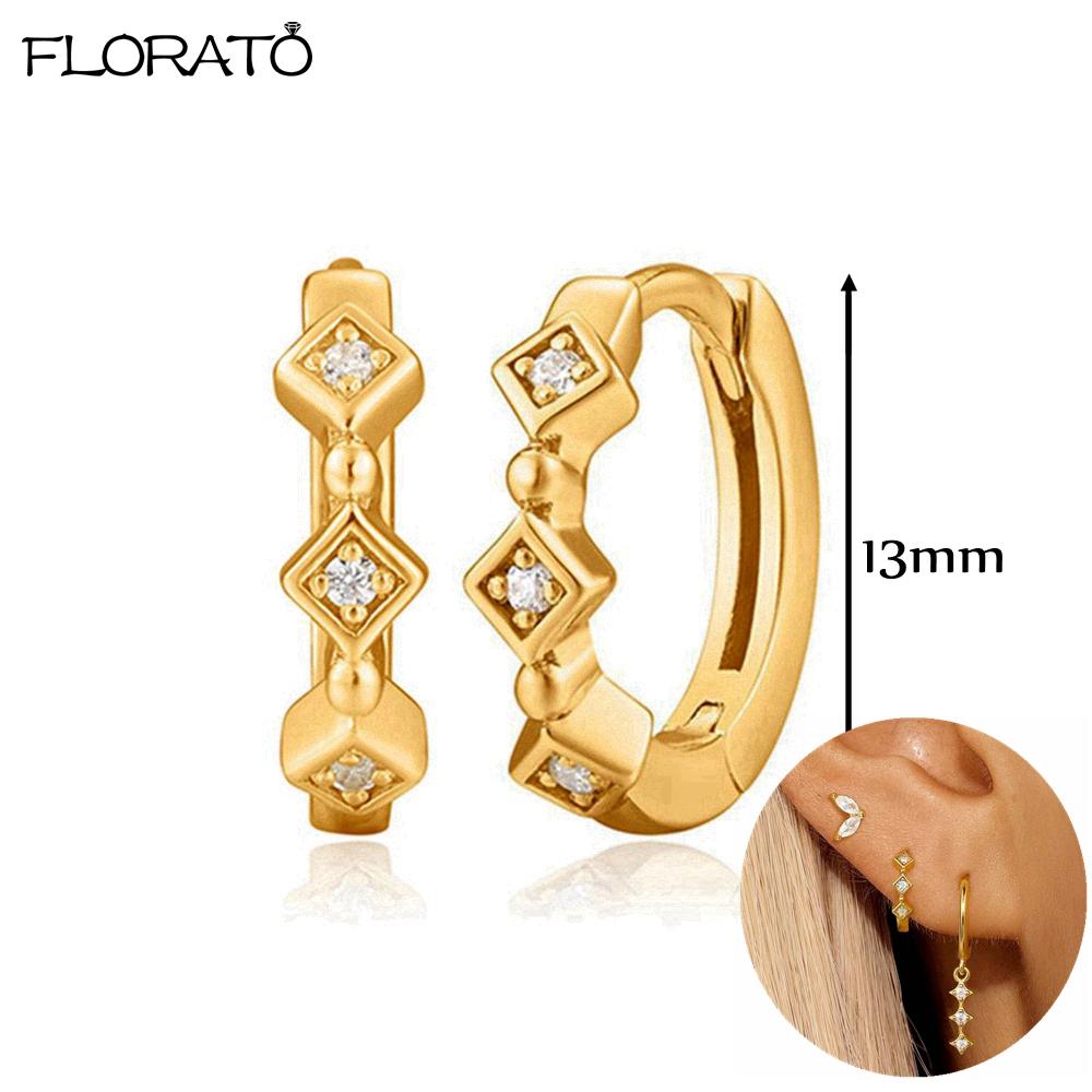 925 Silver Needle 11/13mm Small Hoop Earrings for Women Circle Piercing Huggie Earrings Multicolor Zircon Earrings Party Jewelry