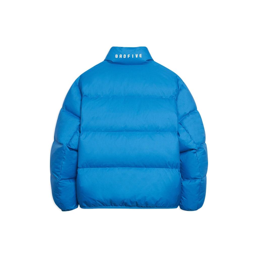 Li Ning Badfive Solid Color Reflective Loose Short Zipper Stand Collar Down Jacket Men Jacket Blue AYMS123-2