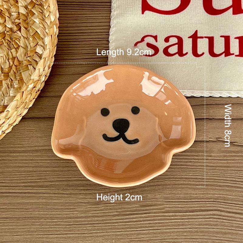 

Очаровательная керамическая соусница с милым дизайном собаки и медведя - Одно/двухсекционная пиала для соусов, закусок, суши, соевого соуса