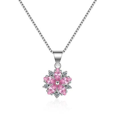 Collana Pendente Clavicola Fiore di Ciliegio Rosa