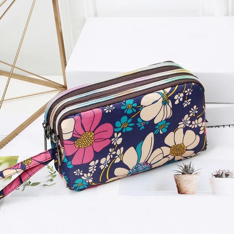 Thickened Three-Layer Long Zipper Pocket Purse Cute Washable Cloth Clutch Bag Women'S Handbag Wrist Mobile Phone Bag Quality