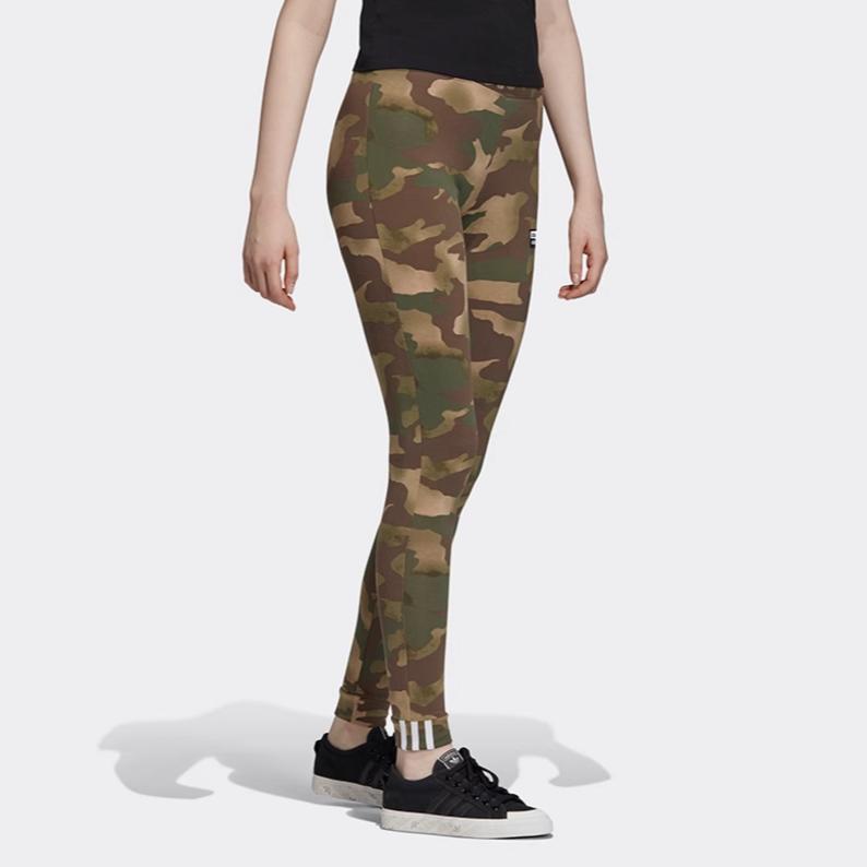 Adidas Originals Allover Print Comfortable Logo Knitted Sports Pants Women Bottoms Camouflage EC0759