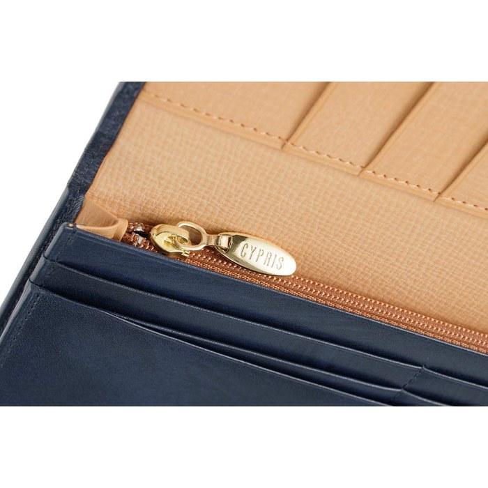 [Kipris] Shirasagi Leather Long Wallet with Flap Closure and Coin Purse, Navy 8237(05) 9.0 X 19.0 X 1.5 Cm