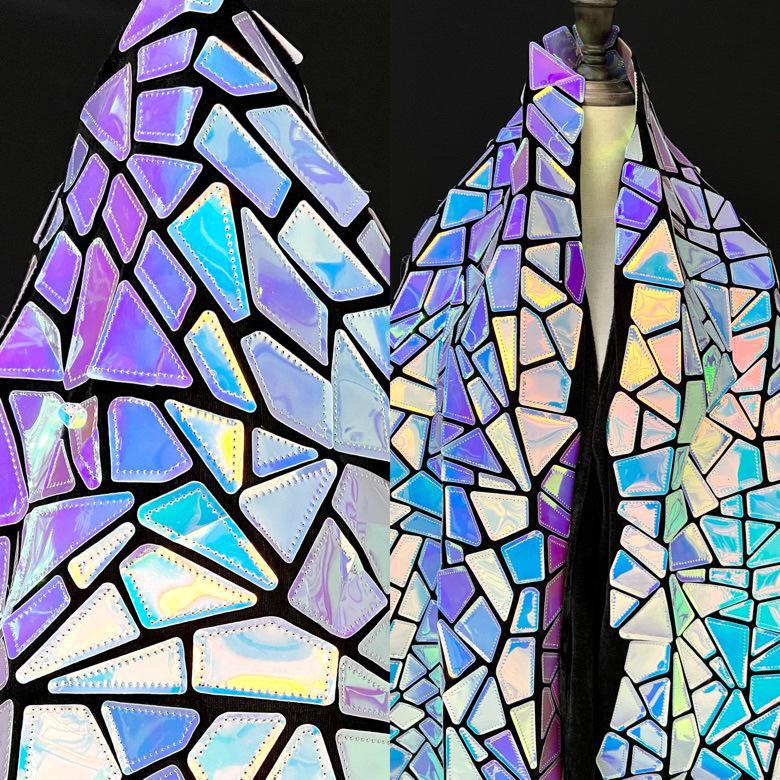 

Iridescent Velvet Embroidery Geometric Sequin Fabric for Costumes and Backgrounds