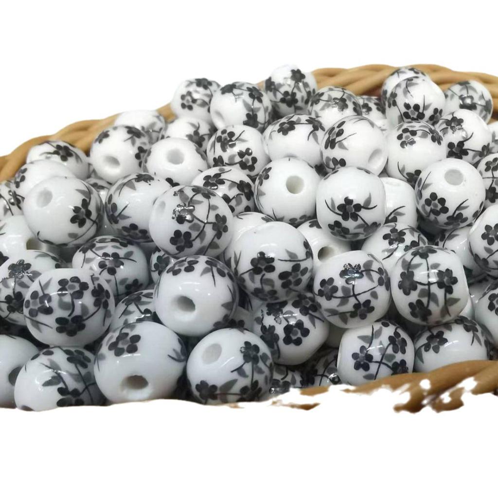 Handmade Blue and White Porcelain Beaded Bracelet Necklace with High-Fired Glazed Ceramic Beads