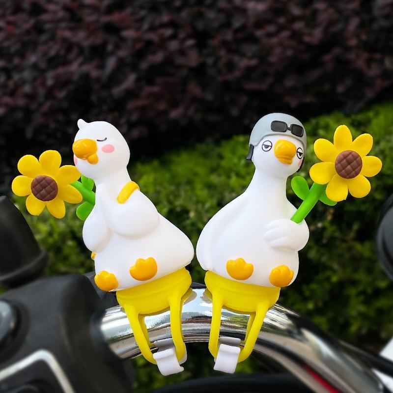 1Pcs Novelty Little Duck Windmill Ornament Bike Handlebar Decoration With Stretchable Strap For Motorcycle E Bike Road Bike