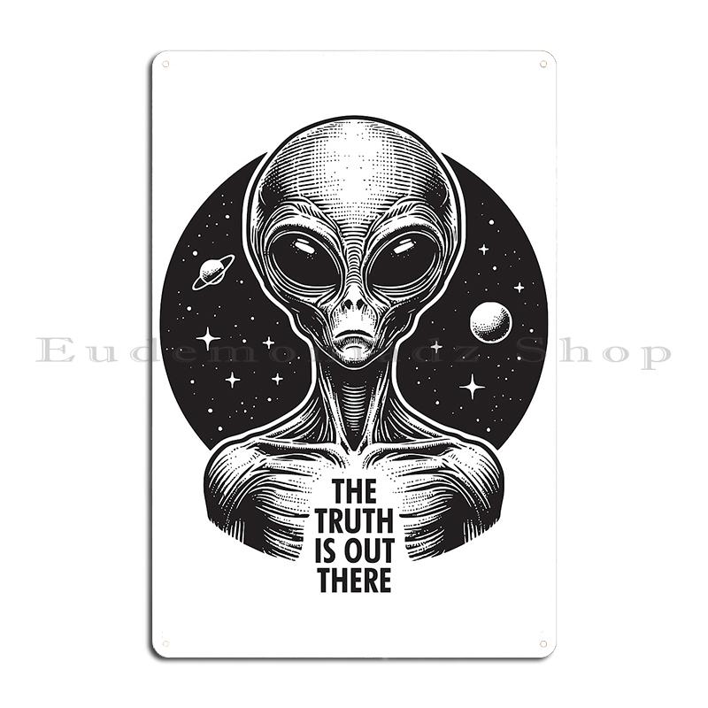XFilesUFOVintageTinSign X Files Metal Tin Sign - "The Truth Is Out There" Retro UFO Aliens Design, Pub/Rusty Wall Decor