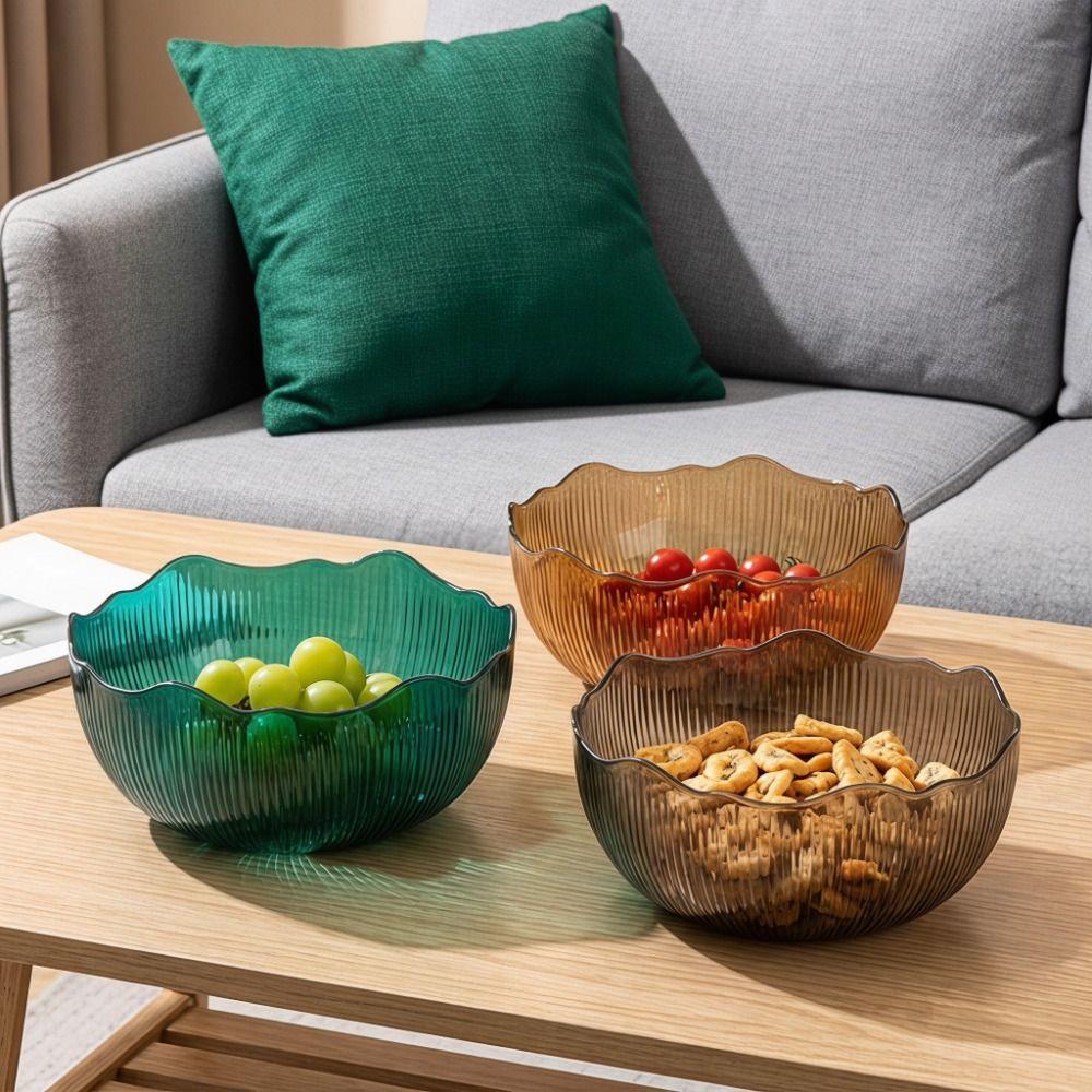 Flat Bottom Fruit Bowl Wave Edge Serving Dishes Fashionable Look Snack Basket Home Organization