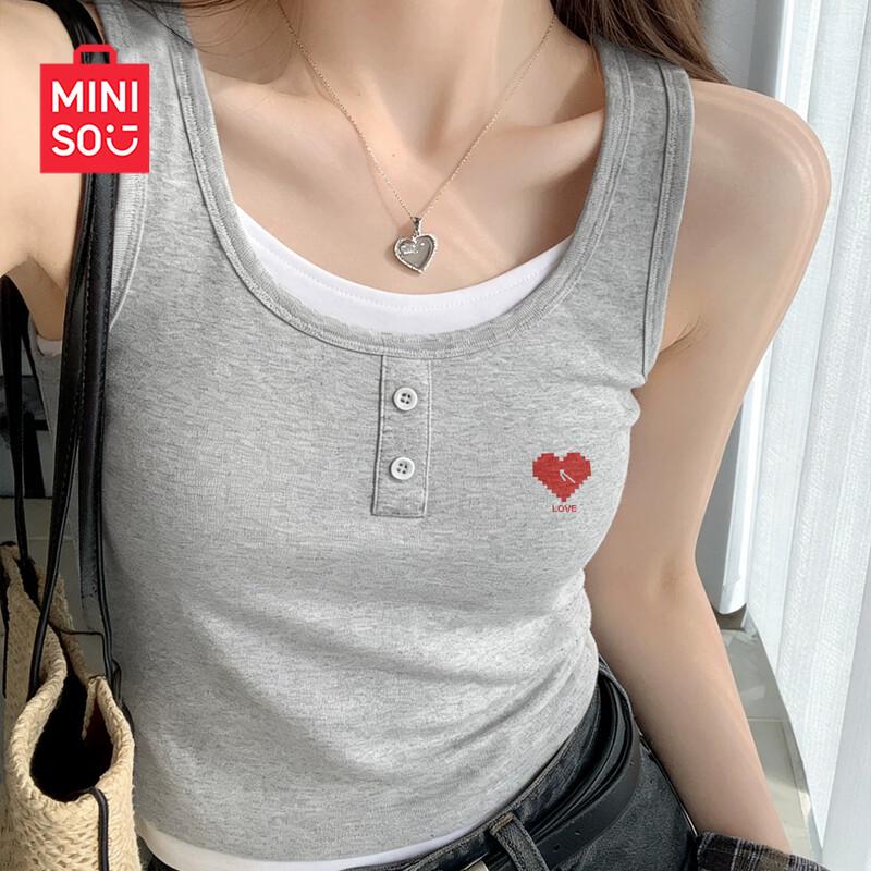 MINISO Women's U-Neck Sleeveless Slim Fit Tank Top