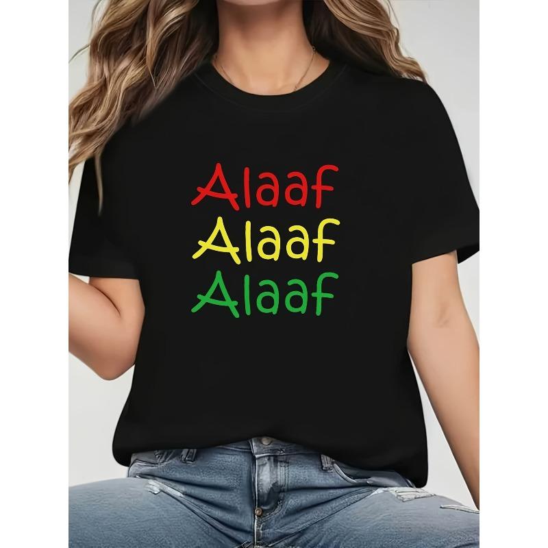 

Women S T-Shirt Featuring The Dutch Carnival Slogan Alaaf in A Gradient of Red, Yellow, and Green Colors. S чёрный