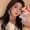 Mesh flower fringed earrings super fairy small fresh versatile stud earrings niche fashion sweet earrings women