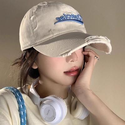Embroidery Letter Baseball Hat Korean Snapback Cap Casual Holes Peaked Cap  Outdoor