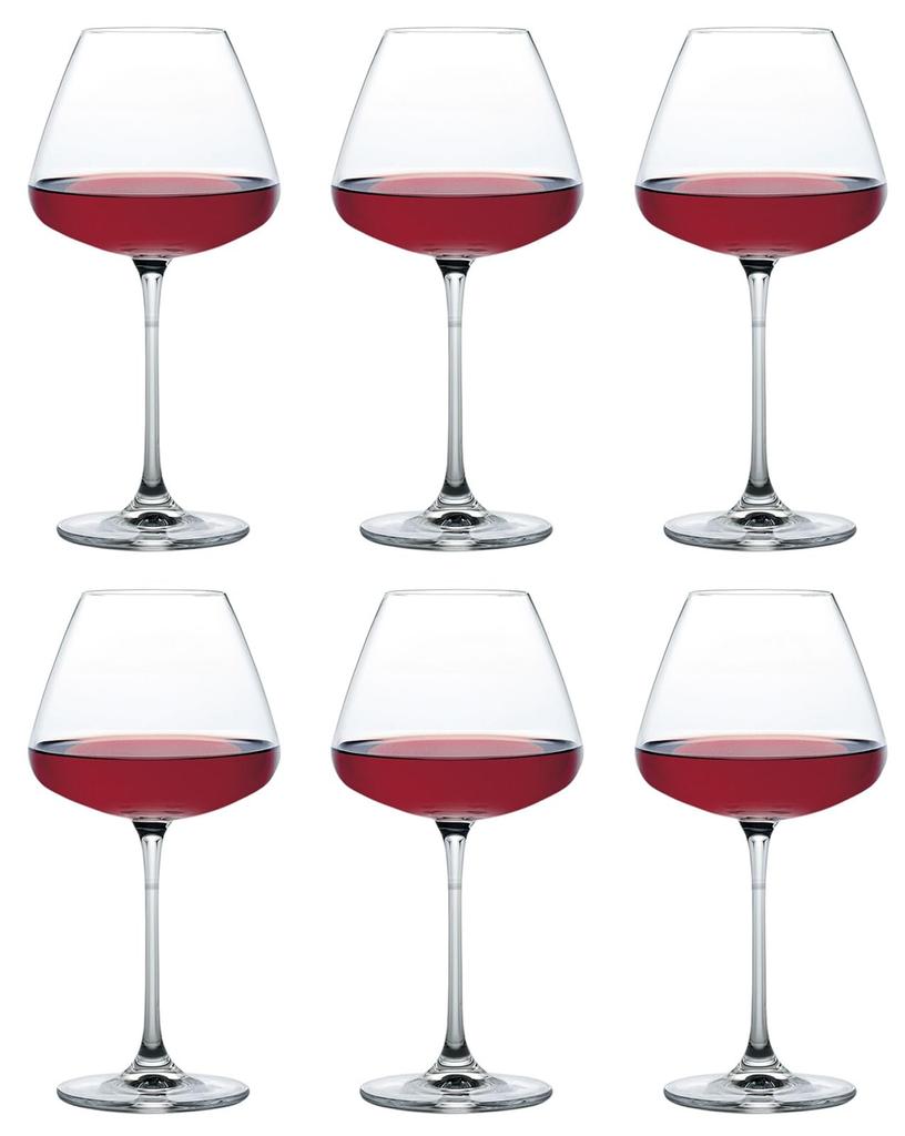 Toyo Sasaki Glass DESIRE Burgundy Elegant Wine Glasses, 590ml, Set of 6, Dishwasher Safe, Shatter-Resistant, Thin, for Red Wine, RN-13285CS