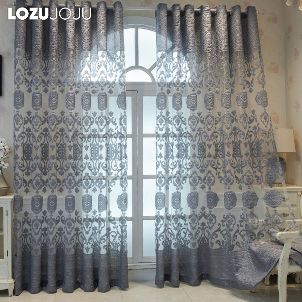 1 STÜCK LOZUJOJU Modische Tüllvorhänge im europäischen Stil mit ausgehöhltem Design und Tüllvorhängen für Wohnzimmer, Schlafzimmer, Heimdekoration