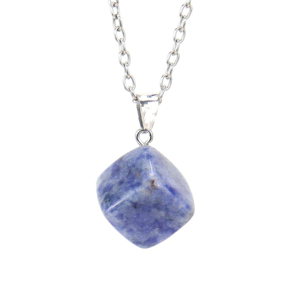 Square Natural Crystal Rough Stone Amethyst Agate Square Pendant Necklace N665