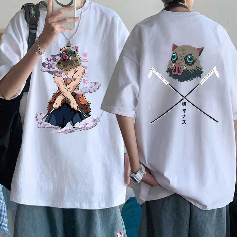Hot Anime Hashibira Inosuke Cartoon Demon Slayer T Shirt Summer Fashion Casual Short Sleeve Round Neck Top Women Men Tee Hip Hop