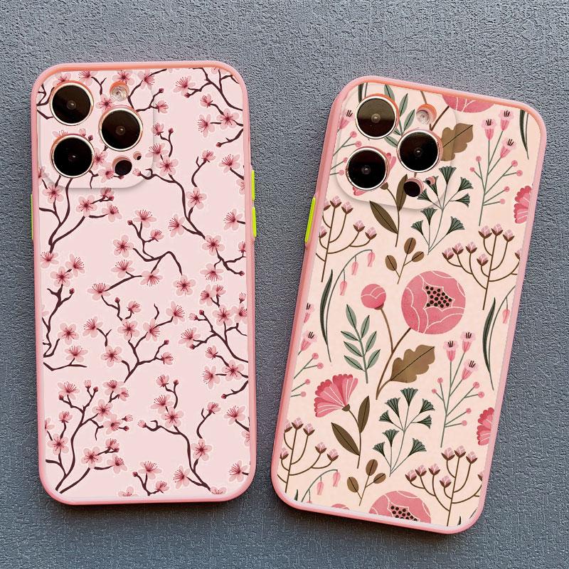 Fashion Luxury Flower Floral Funda Case for Iphone 13 12 11 Pro Max Mini 15 14 Pro Max Plus XR X XS 8 7 Plus SE Shockproof Shell