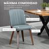 Set of 2 Modern Dining Chairs with Seat Upholstered In Synthetic Leather and Wooden Legs 47.5x57x85cm Gray