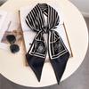 Long small silk scarf women's spring, autumn and summer black neck protection scarf with shirt streamer ribbon belt thin scarf