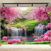 2D Vibrant Pink Flower Waterfall Backdrop for Studio & Party Decoration