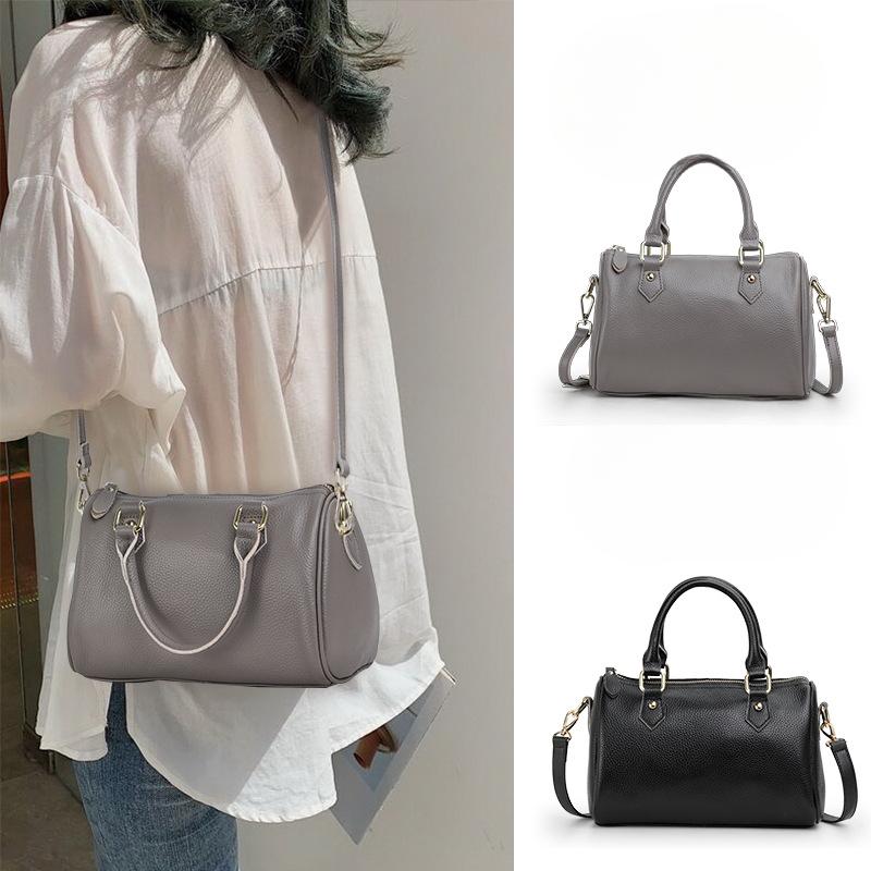New Top Cowhide Women's Bag for Women's Handbag Soft Leather One-shoulder Gray Small Bag